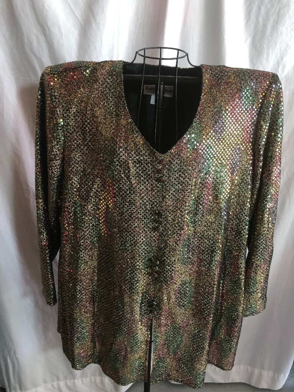 Another Thyme 16W Gold Multi Tone Sequin Long Sleeve Top 24" Pit to Pit